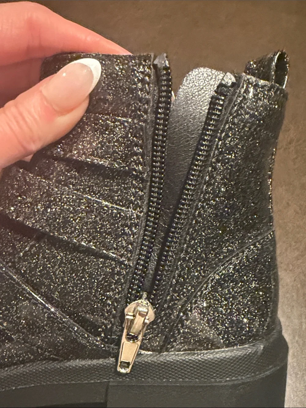 Justice Girls Black Glitter Buckle Ankle Boots